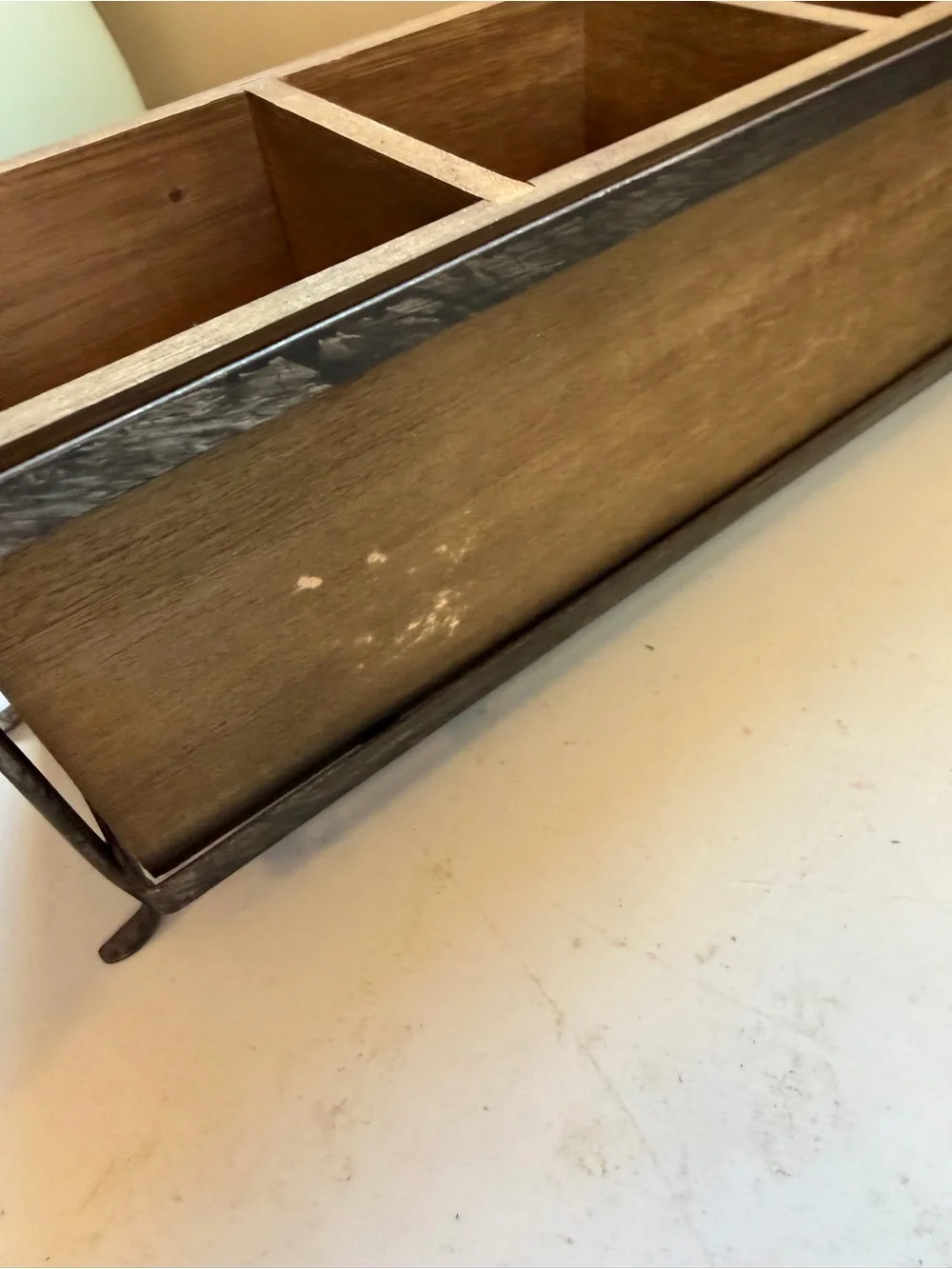 Wooden Three-Compartment Organizer - Natural Brown